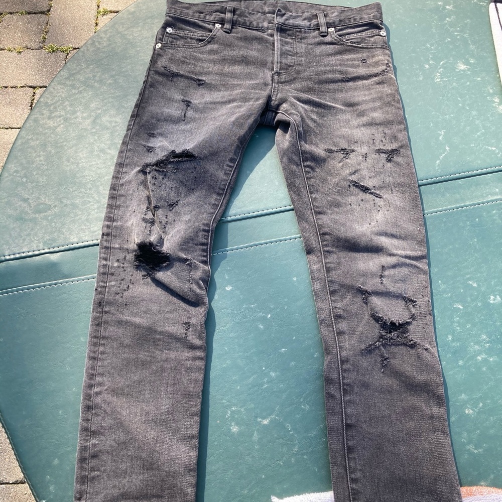 Balmain SS17 Distressed Black Jeans